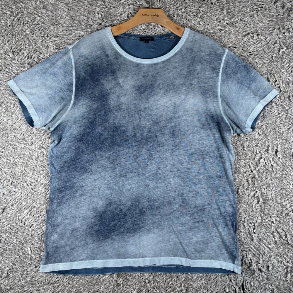 Patrick Assaraf T-Shirt Mens Large Short Sleeve Blue Cloudy Designer Pima Cotton